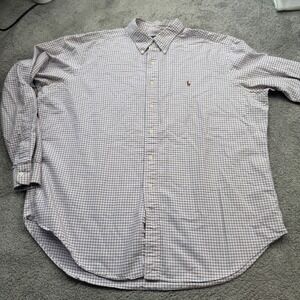 Ralph Lauren Men's XXL Classic Fit Long Sleeve Button Down Pink Blue